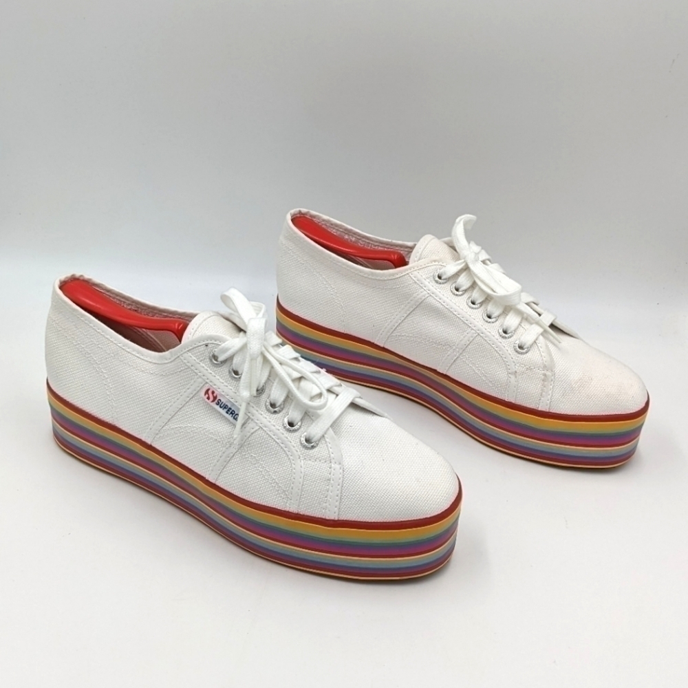 Superga Platform Rainbow Multi Color Sneaker Shoe… - image 1